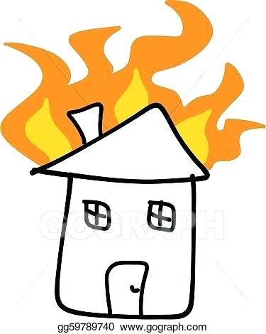 375x470 House On Fire Drawing