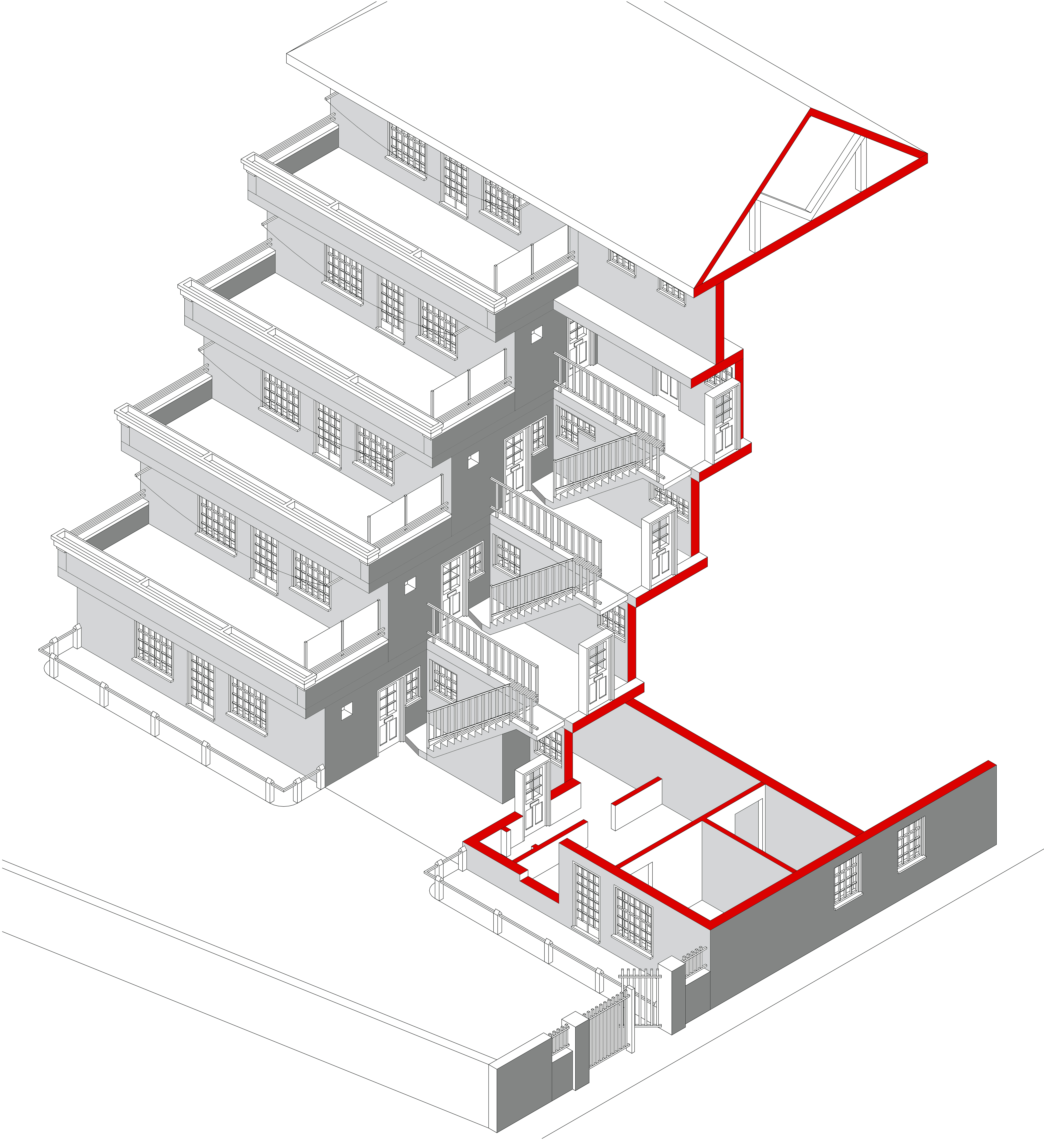 6336x6969 Axo Lennox House Stairs Shaded