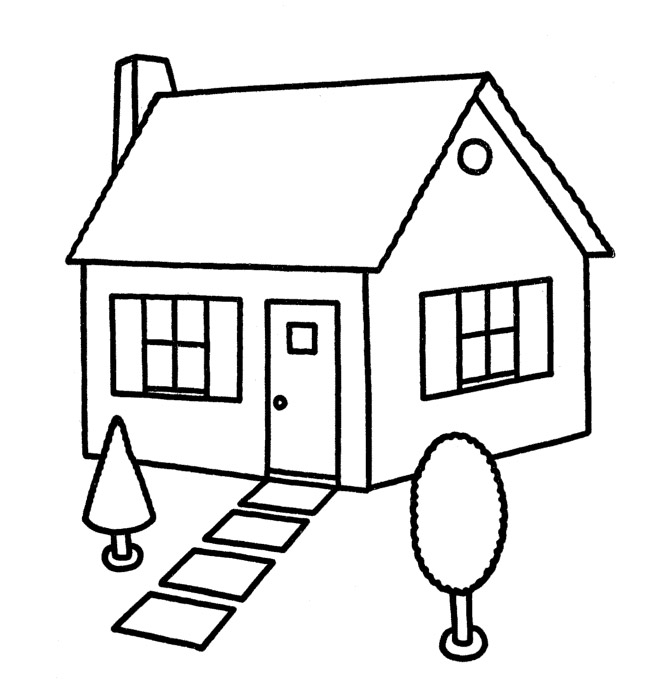 660x689 House Line Art Group With Items