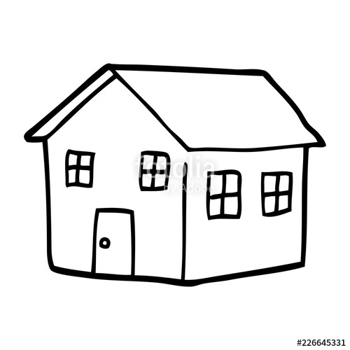 500x500 Line Drawing Cartoon Traditional House Stock Image And Royalty