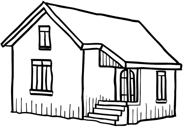 600x416 House Line Art Group With Items