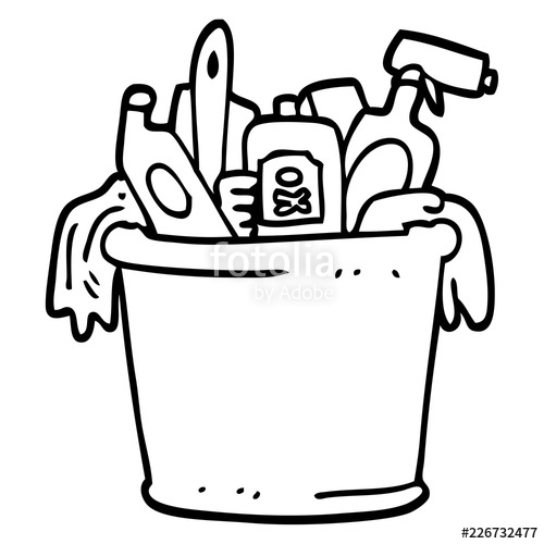500x500 Line Drawing Cartoon House Cleaning Products Stock Image
