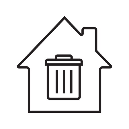 450x450 house with trashcan inside linear icon garbage removal service
