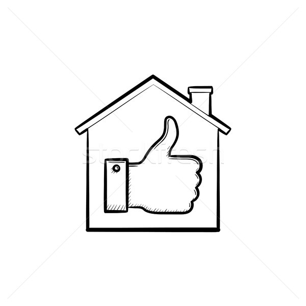 600x600 Thumb Up House Hand Drawn Outline Doodle Icon Vector Illustration