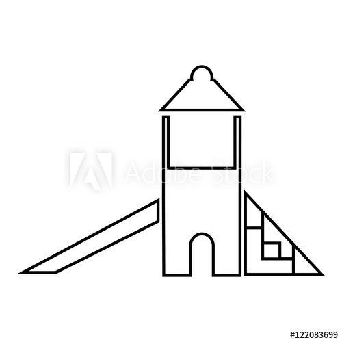 500x500 Childrens Slide House Icon In Outline Style Isolated On White