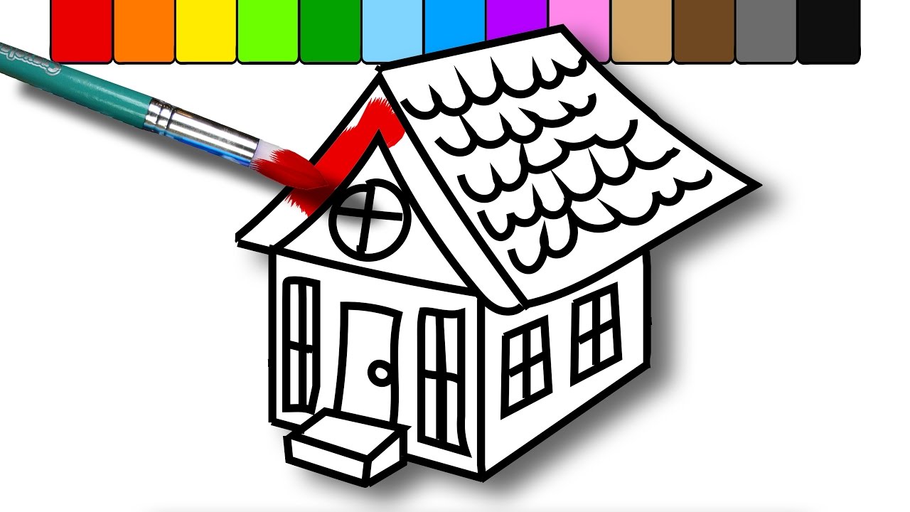 1280x720 Painting House Coloring Book For Kids Draw Color And Paint
