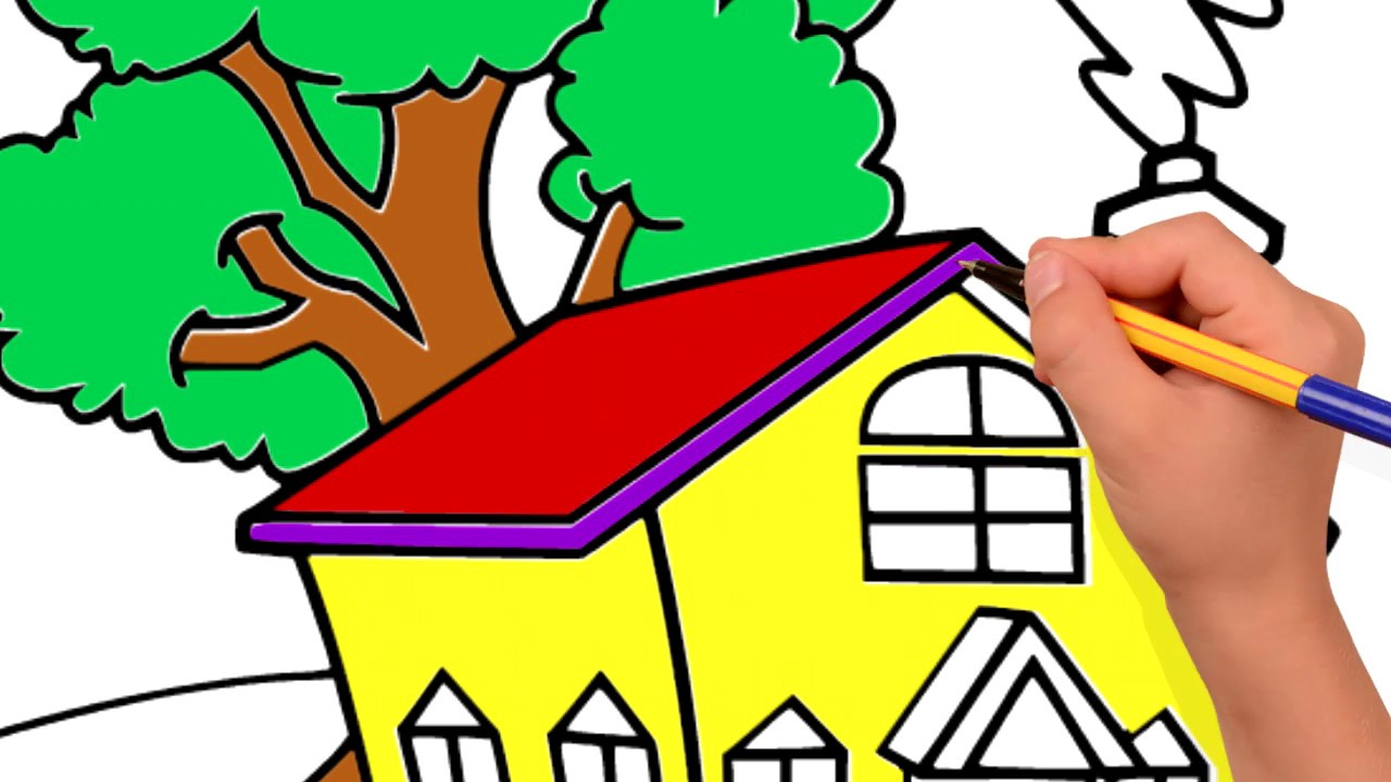 1280x720 How To Draw And Coloring A Beautiful House House Drawing