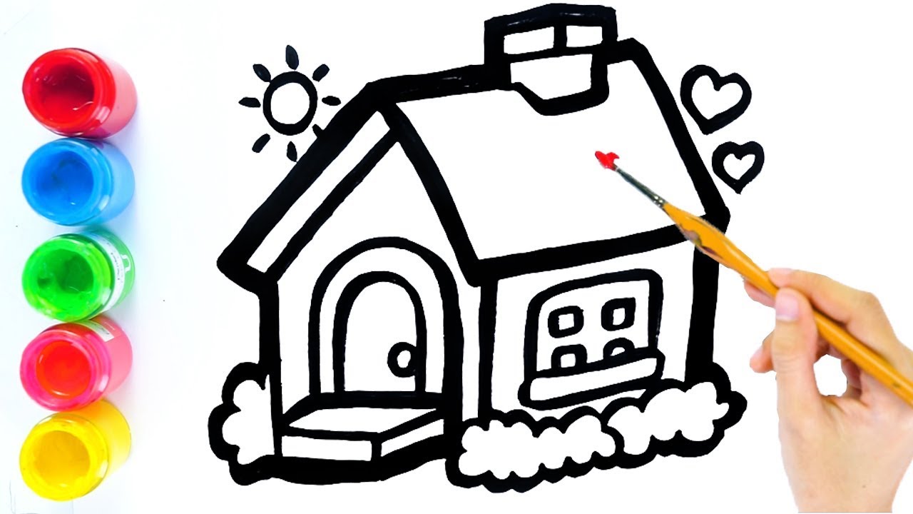 1280x720 Glitter Drawing House Coloring And Drawing For Kids, Toddlers