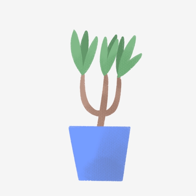 640x640 Hand Drawn Cute House Plant In Blue Pot, Drawing, Nature, Hand