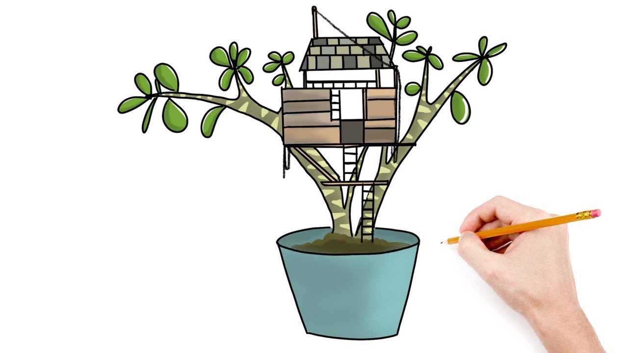 1280x720 How To Draw Tiny Wooden House On Plant Easy Step
