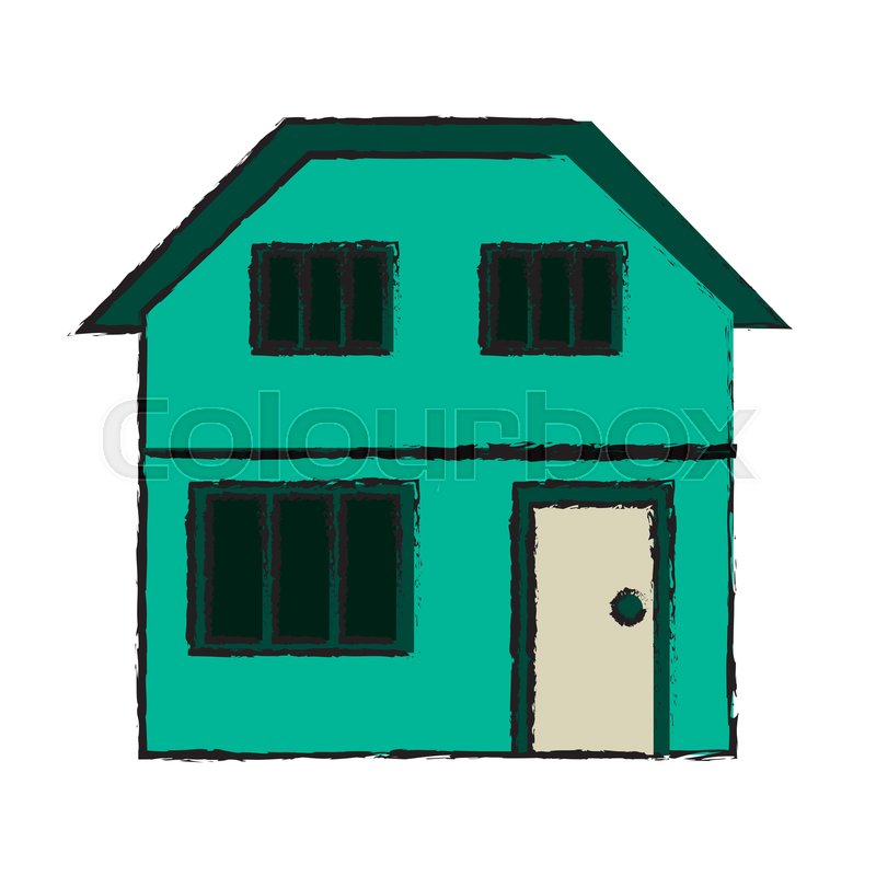 800x800 Drawing Green House Home Family Stock Vector Colourbox