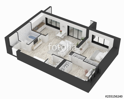 500x400 Floor Plan Of A Home Top View Illustration Open Concept Living