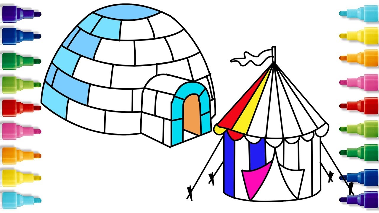 1280x720 how to draw an igloo tent hut coloring pages yzarts