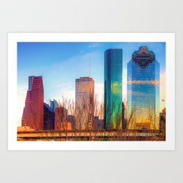 264x264 Houston Skyline Art Prints