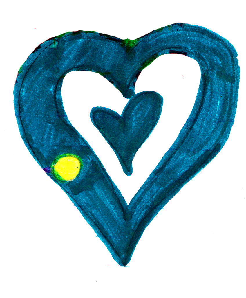 848x1030 Blue Heart Drawing