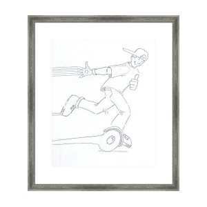 300x300 swegway hoverboard geezer cartoon framed print