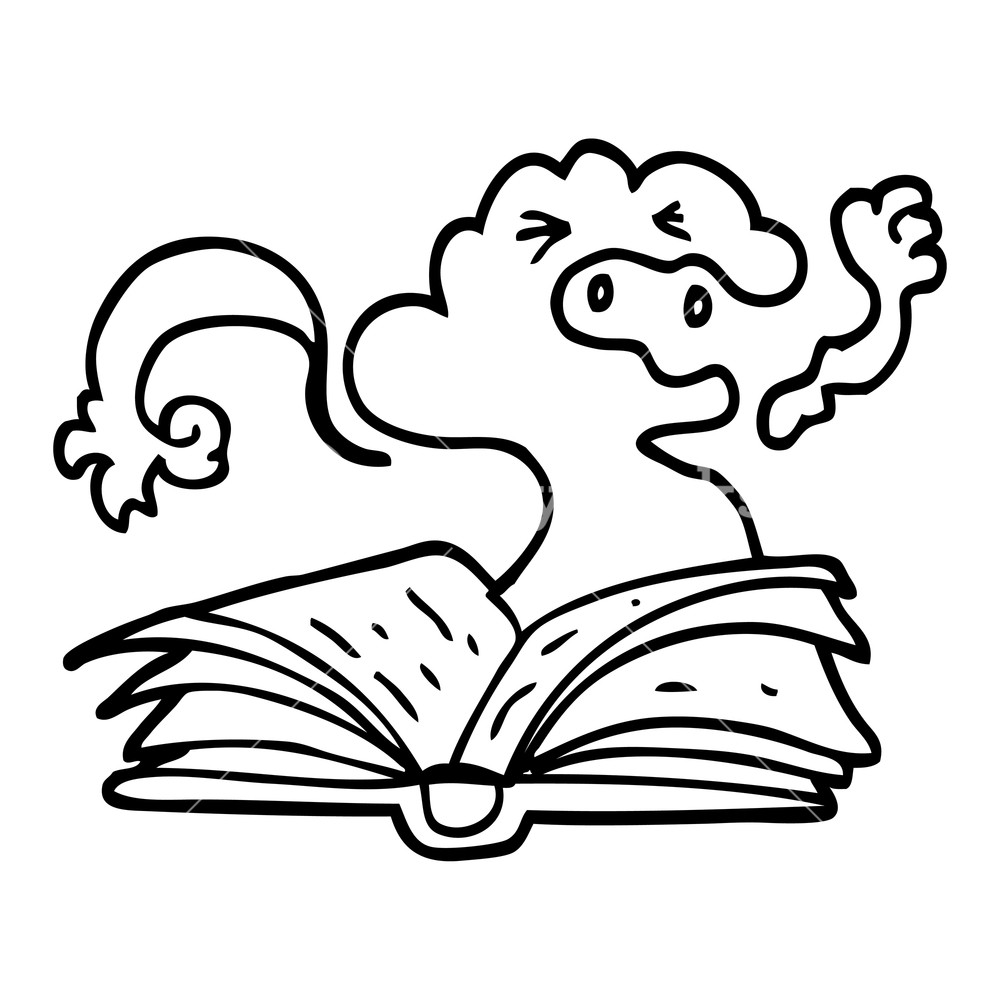 1000x1000 Black And White Cartoon Spell Book Royalty Free Stock Image