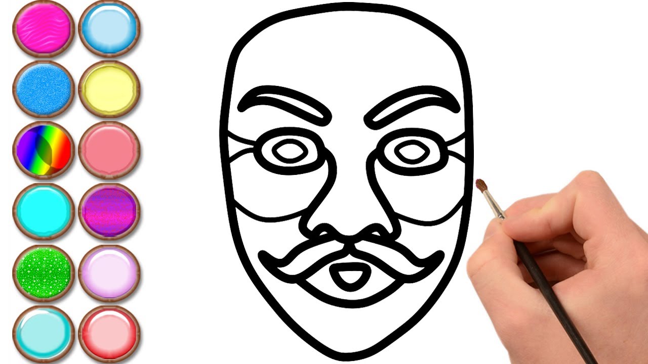 1280x720 How To Draw Mask Drawing And Coloring Pages For Kids Mirza