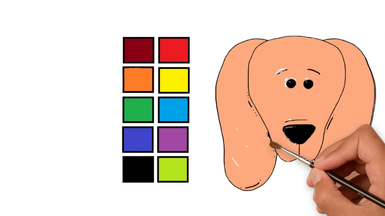 1280x720 Cartoon Dog Face Coloring For Kids Drawing How To Draw Color