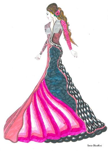 375x522 Fish Scale Inspired Fashion Illustration Drawing