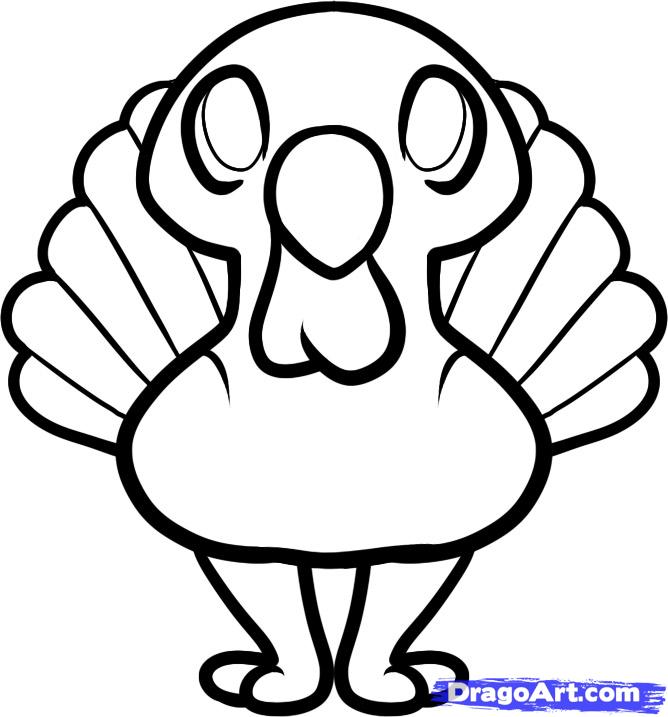 668x717 Draw A Turkey For Kids, Step