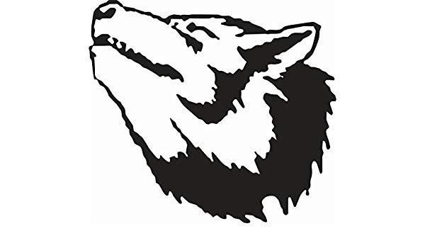 600x350 Howling Wolf Head Car Decal Sticker, Brown, In, Die