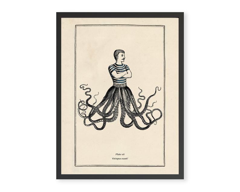794x635 Vintage Surreal Print H P Lovecraft Art Vintage Octopus Etsy