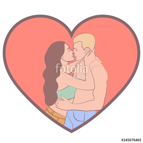 500x500 Couple In Love, Lovers Beautiful Man And Woman Hugging And Kiss