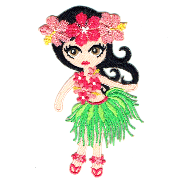 600x600 Hula Girl Iron On Patches