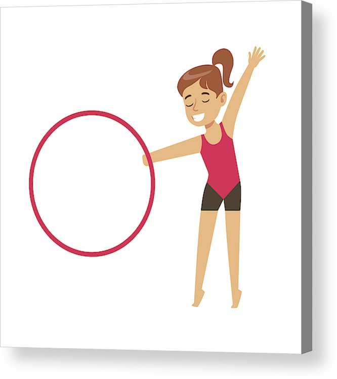 666x750 Little Girl Doing Gymnastics Exercise With Hula Hoop Apparatus
