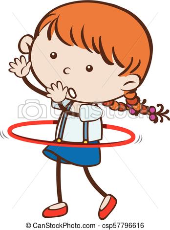 348x470 A Girl Playing Hula Hoop Illustration