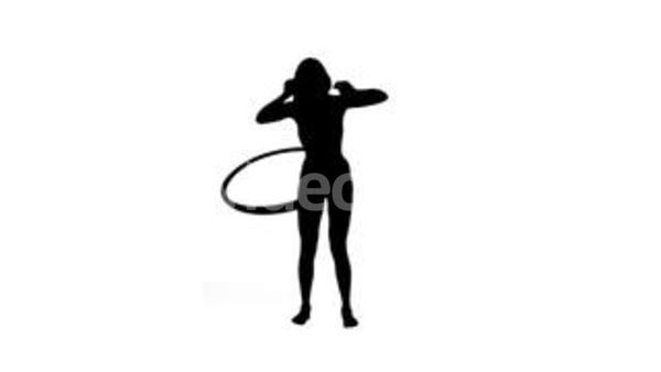 600x338 Silhouette Of A Woman With A Hula Hoop Stock Video Footage