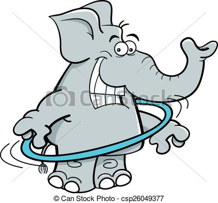 450x418 Cartoon Elephant With A Hula Hoop Cartoon Illustration