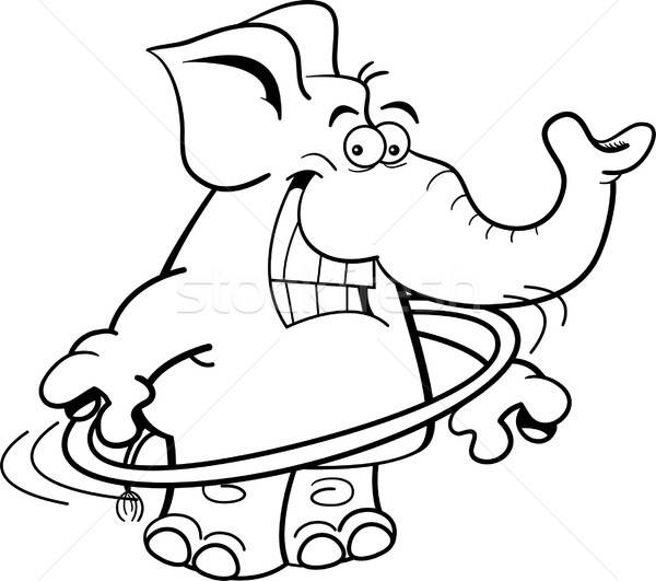 600x531 cartoon elephant with a hula hoop vector illustration ken