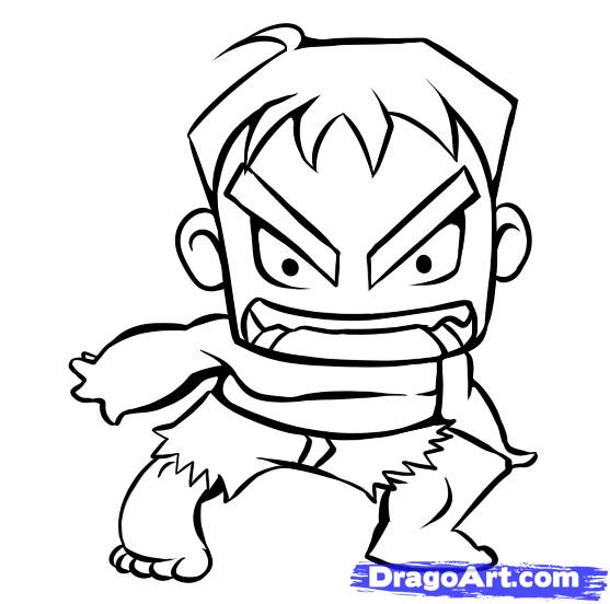 557x552 How To Draw Chibi Hulk, Step