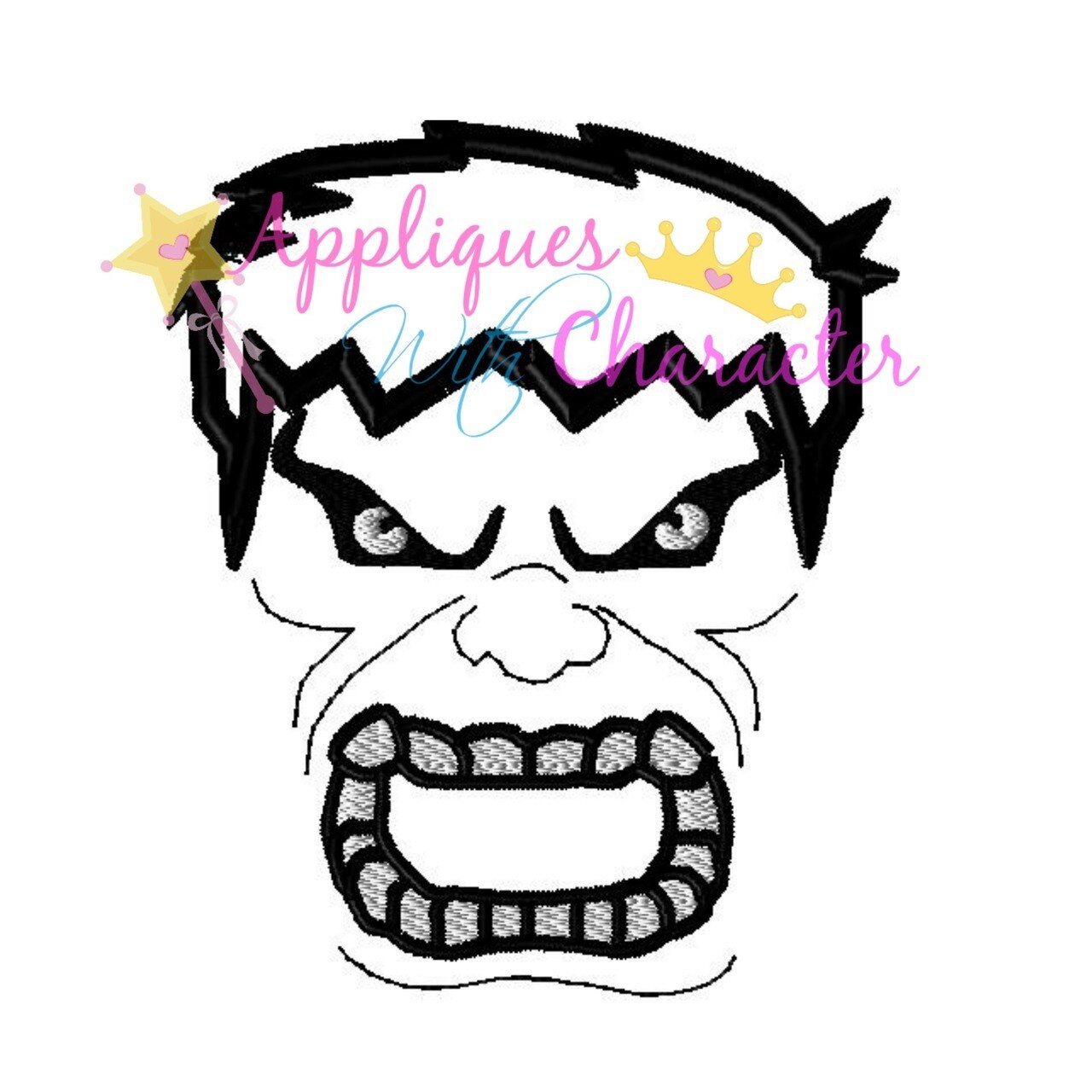 1280x1280 Hulk Face Applique Design
