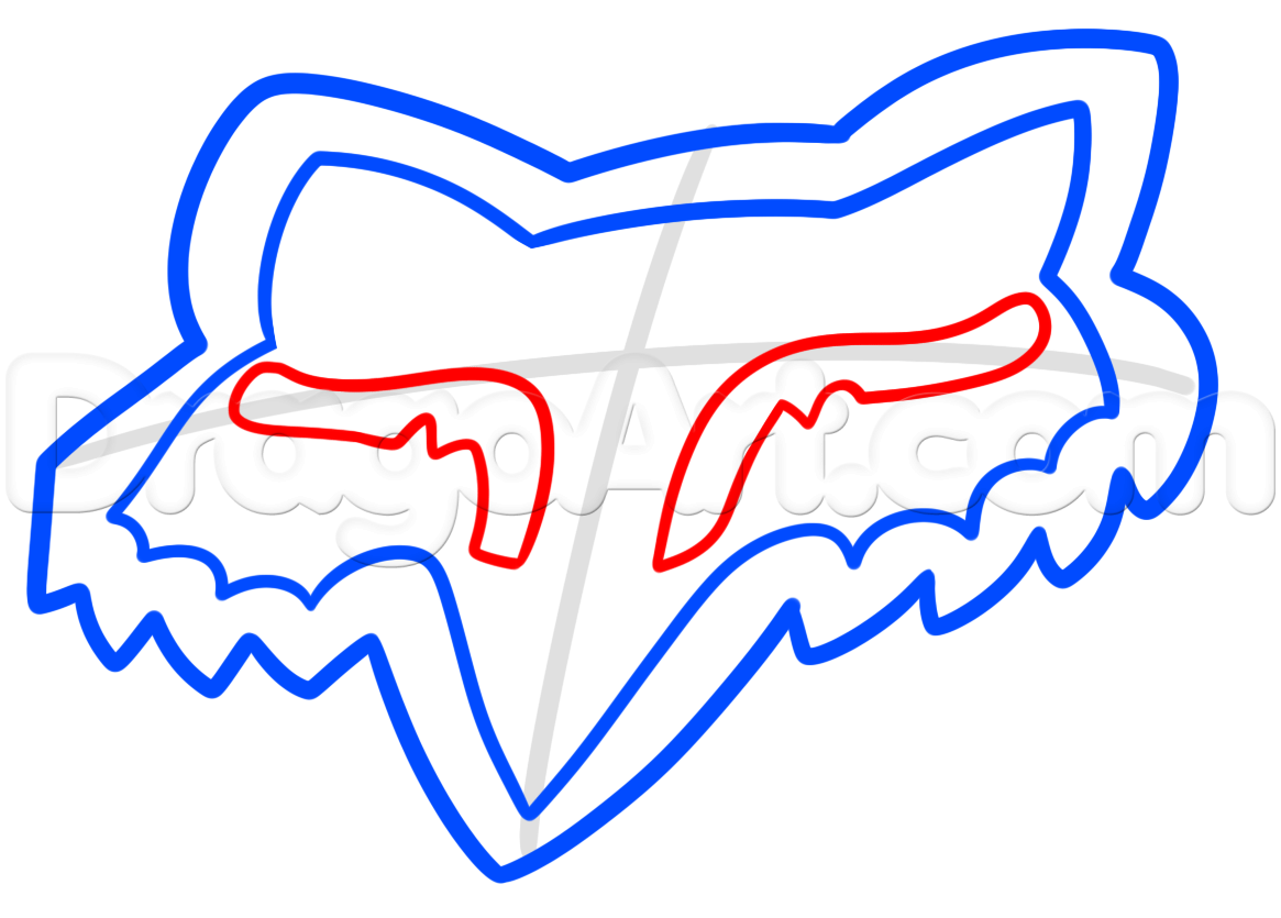 1165x835 How To Draw Fox Head Logo, Fox Racing, Step