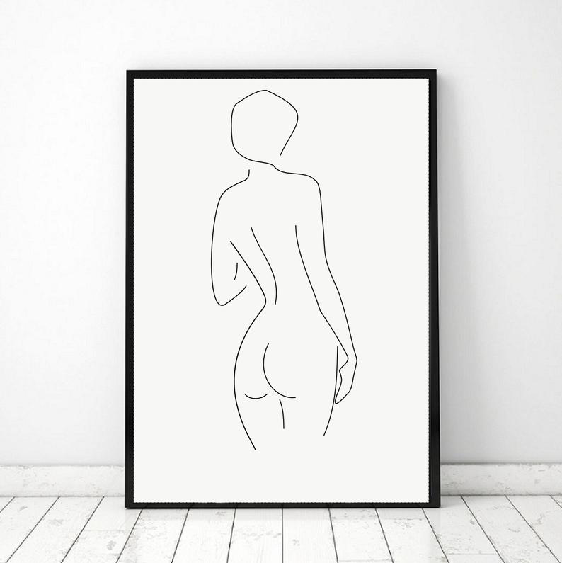794x795 Modern Wall Art Line Drawing One Line Wall Art Woman Body Etsy