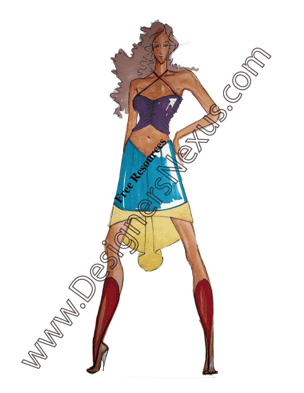 612x792 Freehand Fashion Illustration Single Figure Drawing