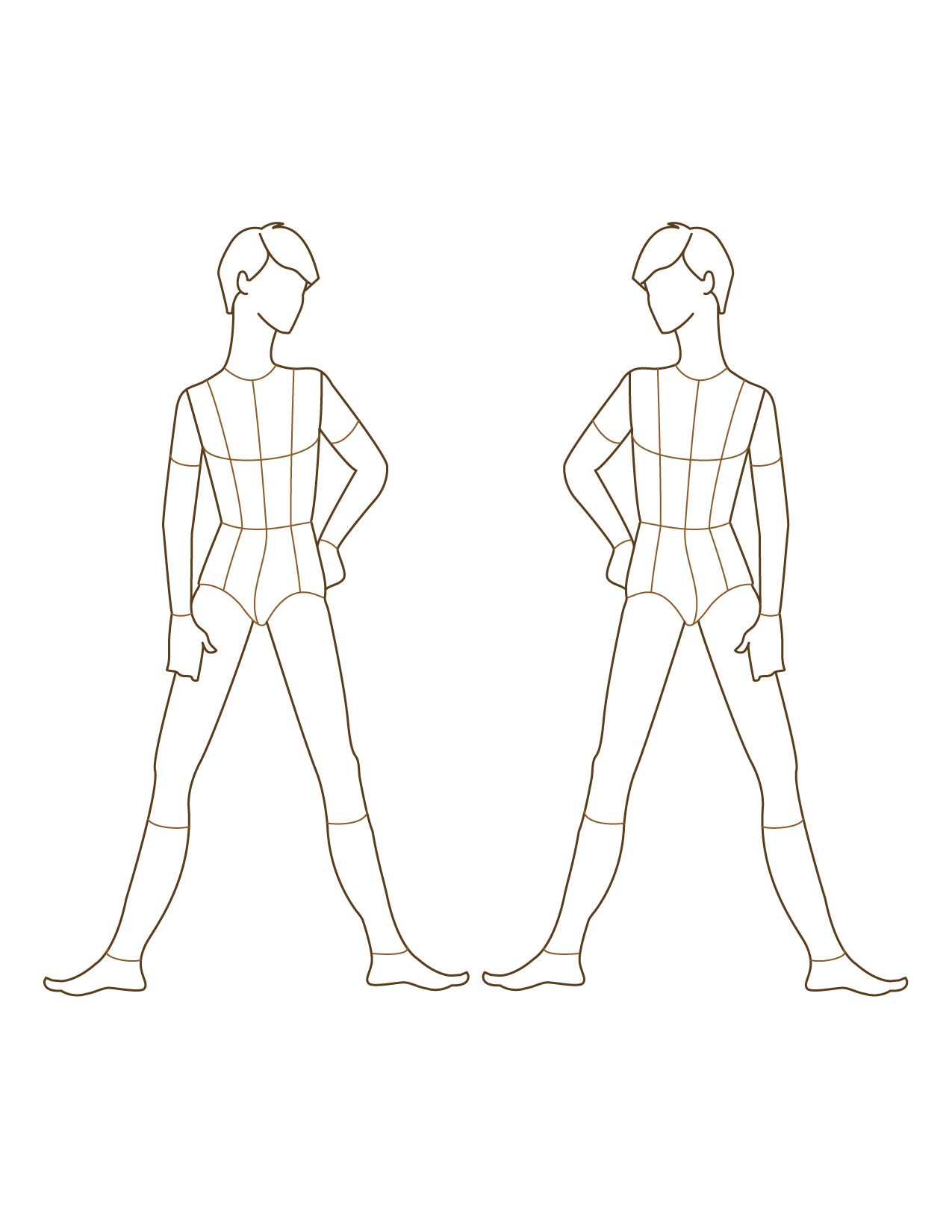 1275x1650 Costuming Fashion Templates, Paper Doll