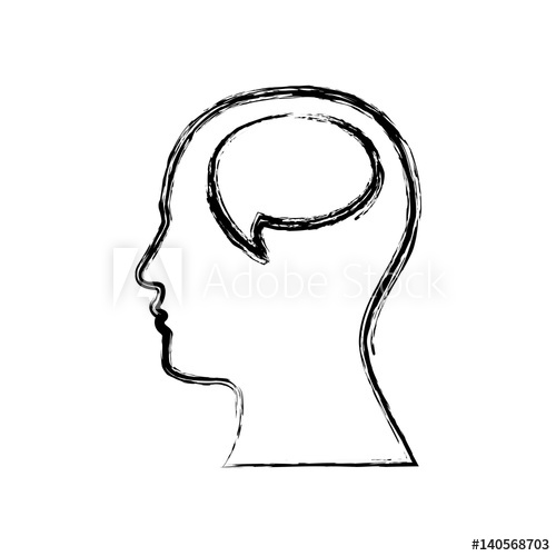 500x500 Monochrome Sketch Of Silhouette Human Face With Bubble Speech
