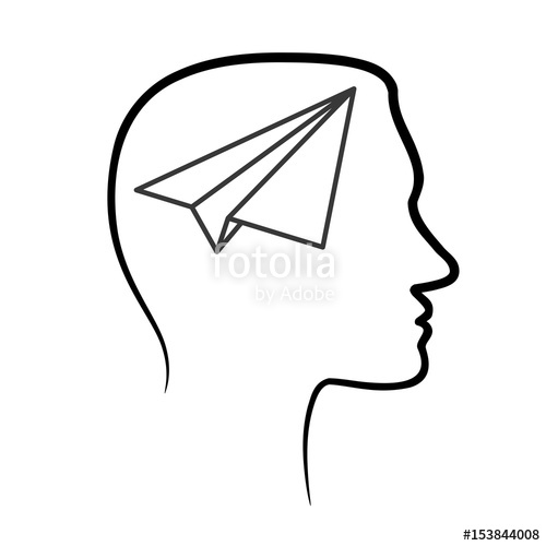 500x500 Outline Design Icon With Human Head, Brain And Black Linear Paper