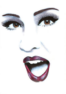 213x300 Woman Singing Face Brown Eyes Pencil Original Art Drawing Red