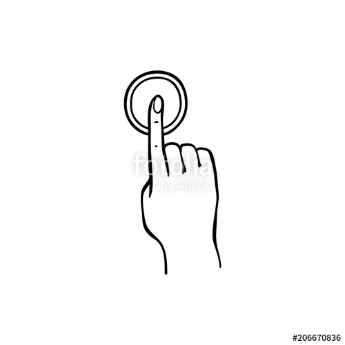 500x500 Human Hand Pressing Button With Index Finger In Sketch Style