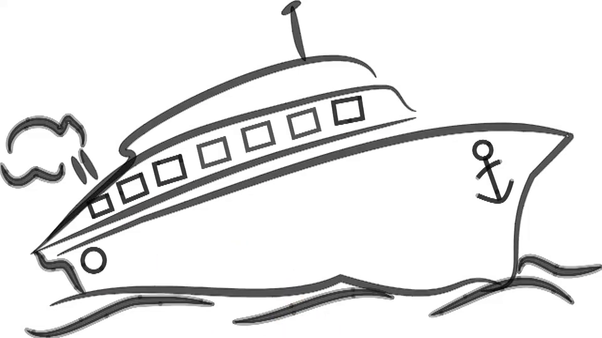 1920x1080 Man Sketching Ship Speed Boat On Whiteboard Background Animated