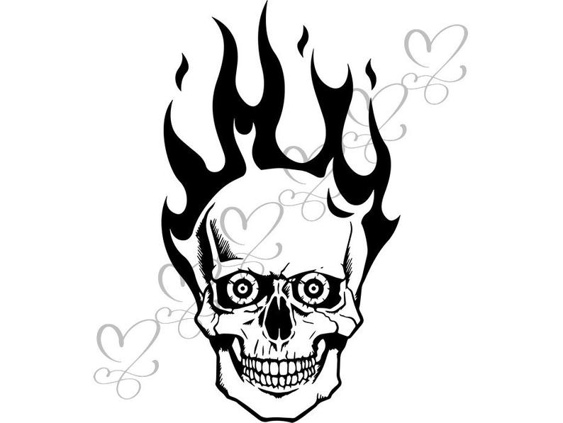 794x597 skull fire tattoo head dead skeleton death bone art human head etsy
