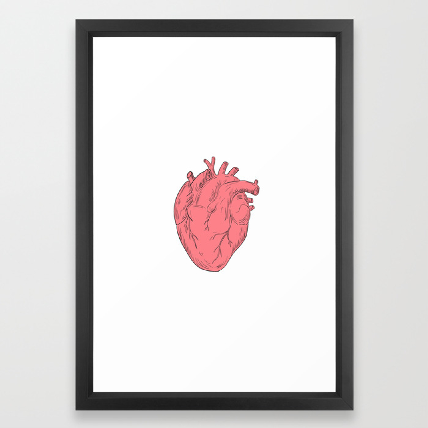 1500x1500 Human Heart Anatomy Drawing Framed Art Print
