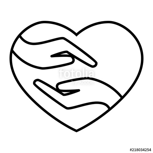 500x500 Heart With Two Hands Thin Line Icon Heart Vector Illustration