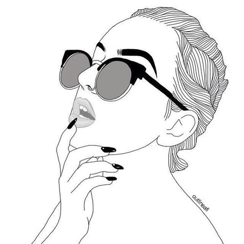 500x500 Draw, Girl, Glasses, Lips, Outlines On We Heart It