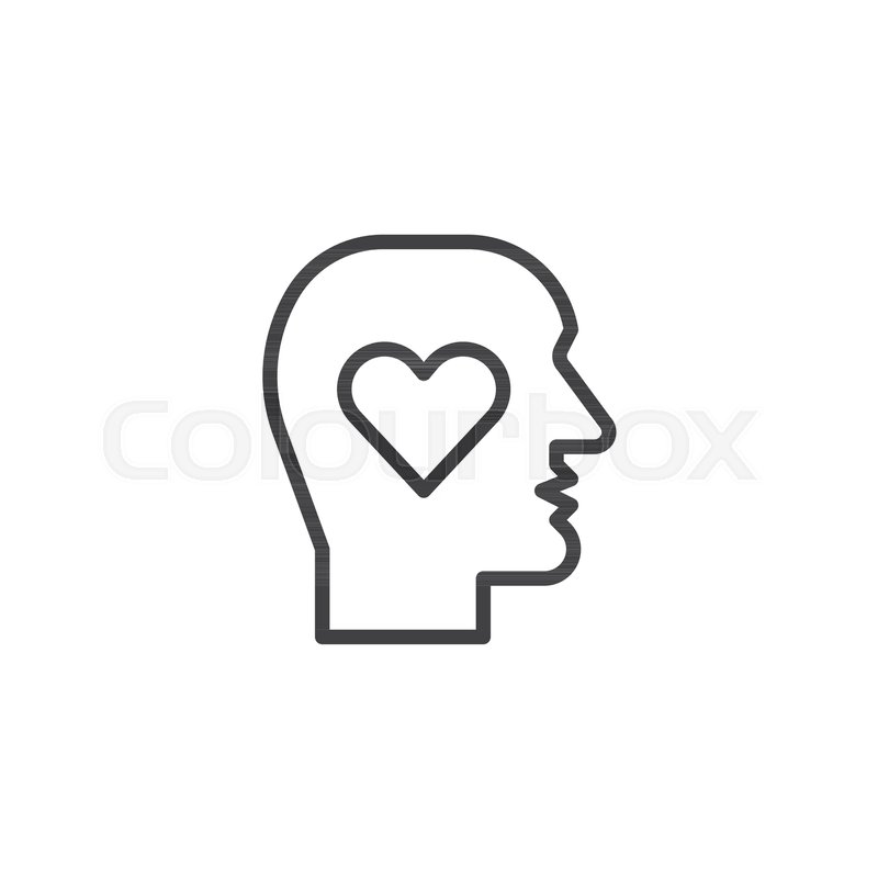 800x800 Human Head With Heart Line Icon, Stock Vector Colourbox